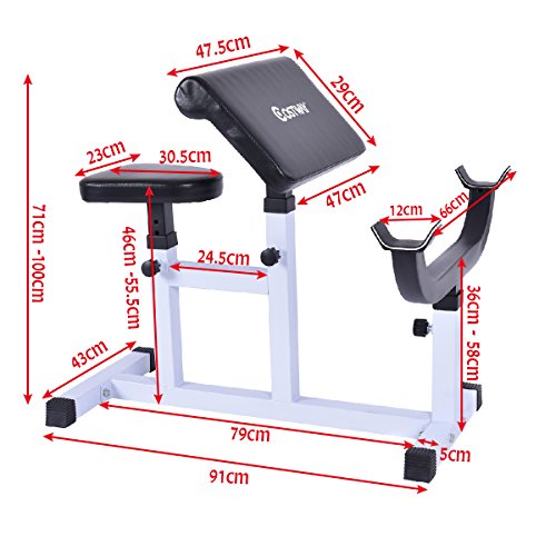 Costway®Curlbank Bizepsbank Scottbank Curlpult Hantelset Trainingsbank Kraftstation Hantelablage Hantelbank verstellbar - 2