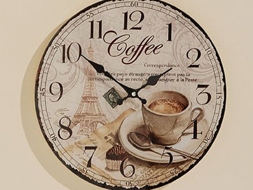 Uhr Bürouhr Uhr zum Hängen Küchenuhr Dekouhr Coffee D34 cm (Coffee)