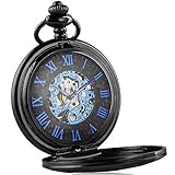 Alienwork Retro Handaufzug mechanische Taschenuhr Skelett...
