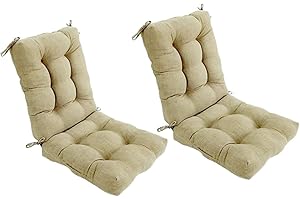 REINO MANSIDI Cojin con Respaldo para Sillas 90 x 45x 10 cm. Conjunto Cojin de Asiento para sillas Interior y Exterior Cómodo. Cojines para sillas Comedor, mecedoras, Bancos terraza (Beige, 2)
