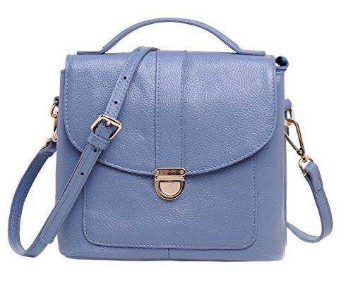 SAIERLONG New Womens Blue Cowhide Genuine Leather Handbags Shoulder Bags