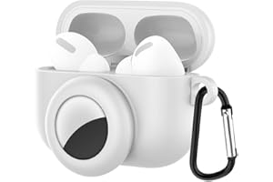 MOVOJA Etui kompatybilne z Airpods Pro z AirTag Cover – odporne na zarysowania i uderzenia miękki silikon – lokalizacja Bluethooth do Airtag Tracker (białe)