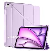 UnDePlus iPad Air 11in&ccedil; M4/M3/M2 2026-2024 ile uyumlu Kılıf Kalem B&ouml;lmeli Trifolding Case Lila