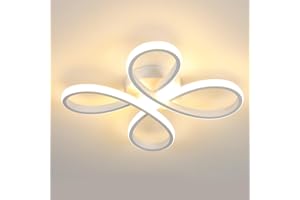 Comely Nowoczesna lampa sufitowa LED, 30 W, 3400 lm, lampa sufitowa w kształcie kwiatu, do przedpokoju, balkonu, sypialni, salonu, jadalni, 3000 K, ciepłe światło, 30 cm, biała