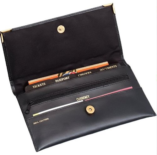 Preisvergleich Produktbild Falcon FI4020L Schwarz-Leder-Reisepass- / Dokumentenmappe / Halterung / Schutzhülle.