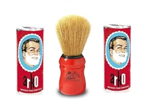 ARKO MEN The Shave Factory Wet Shaving Set – 2× Arko Shaving Soap Sticks & The Shave Factory Natural Boar Bristle Brush Made by Omega – Classic Red Handle