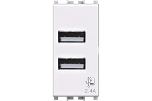 4BOX Presa USB da muro 2.4 Ampere, Compatibile con Vimar Plana, Bianca