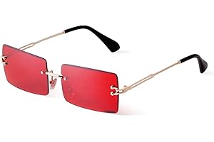 ADEWU Lunettes de soleil rectangulaires sans monture pour homme et femme Lunettes rétro vintage UV400 Unisexe Ultra légères