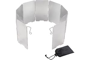 cailiya 2 Pezzi Paravento Fornello Campeggio,9 Piastre Pieghevole da Esterno Fornello da Campeggio Stufa A Gas per L'escursionismo All'aperto Picnic BBQ