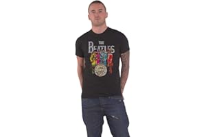 THE BEATLES MERCH Official The Beatles T Shirt SGT Peppers Lonely Hearts Band Logo Mens Black