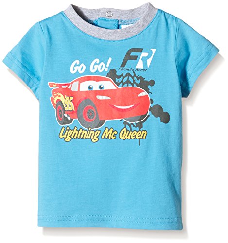 Disney Baby Boys 0-24m Lightning Mcqueen T-Shirt, Blue (Holiday Blue/ Light Grey Melange), 6-12 Months (Manufacturer Size:12 Months)