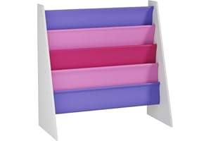 Homullel Kids Room Books & Toys Organizer Unit, Sling Bookshelf Storage Unit for Kids Books, Children's Shelves for Playroom, Kids Room, Nursery (Purple)