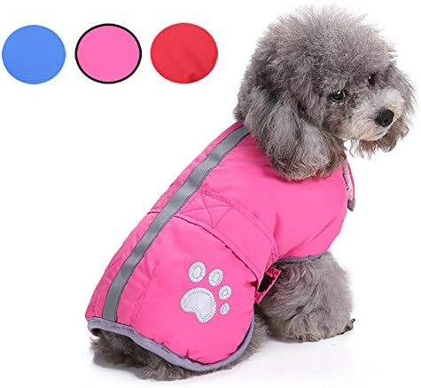 Systond Clearance Dog Pet Coat Jacket Spring Clothes Reversible Wearing Clothing Fleece Padded Puffer with Reflective Strip for Small Medium Large Dogs Coat01