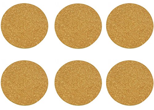 Viva Haushaltswaren - 6 Topf-/Korkuntersetzer, Durchmesser 19 cm, 1 cm dick, aus Kork, braun