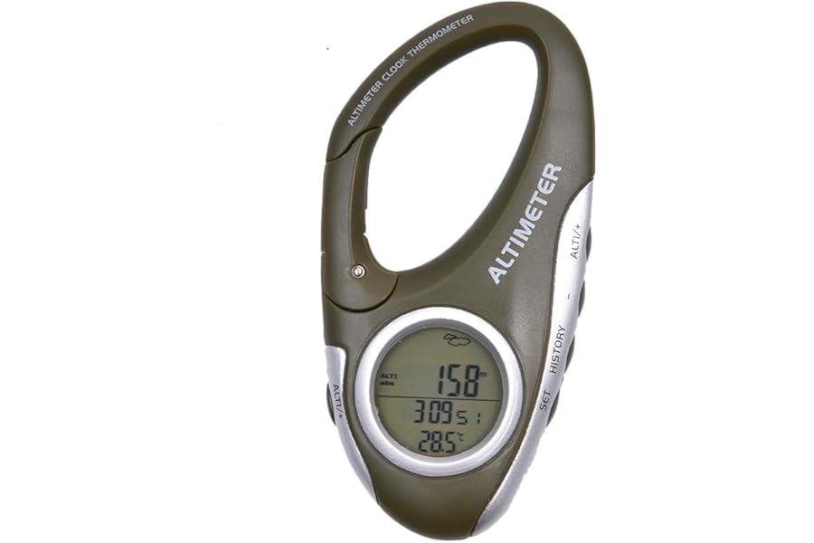 Digital Altimeter Barometer - Thermometer Altitude Monitor, Hiking Carabiner Altimeter Thermometer With Backlight, Digital Barometer Thermometer, Outdoor Sports Tracker For Camping, Climbing, Ber