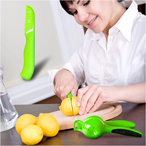 HomePOP Limetten und Zitronenpresse Gastro auch mit passendem Keramikmesser – Grün - 3