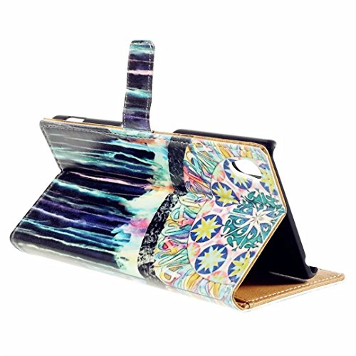 Sony Xperia Z3+ / Z3 Plus Hülle Handytasche, MUTOUREN 2 in 1 Zubehör für Sony Xperia Z3+ / Z3 Plus Slim PU Tasche Klapp Flip Folding Magnetisch PU Leder Flip Cover Tasche mit Kartensteckplatz Brieftasche Hinterschale Kartenschlitz + Metall Stift Stylus – Mythos Apollo - 5