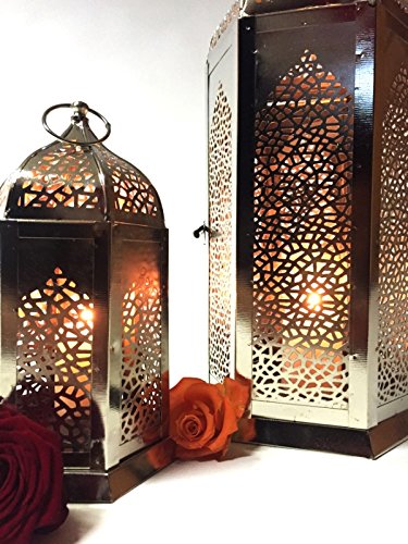 Orient Orientalische Silberlaterne Laterne Windlicht Silberfarbig Fida gross - 7