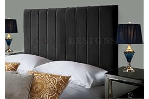 SERENITY HEADBOARDS Portland Divan Bed Headboard | Plush Velvet Fabric Headboards for 4ft6 Double Size Bed | Elegant design with wooden material headboards for beds (Black, 4ft6 Double Height-24inch)