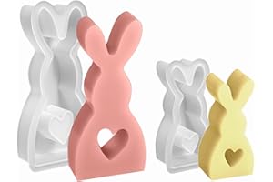 Xidmold 2 Stück Ostern Kaninchen Silikonformen Gips Gießformen, Hasenform für Ostern, Ostern Hase Backform, Osterhase Silikonform for Gips, Sojawachs Kerzen, Handwerk (A)