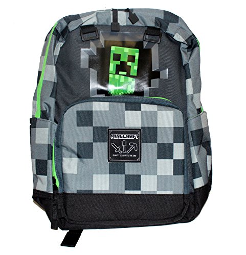 Preisvergleich Produktbild J!NX Mojang Minecraft Rucksack 45cm Creeper (Grau 2)
