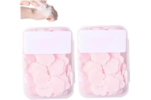 vepoty Portable Disposable Paper Soap Cleaning Washing Hand Paper Soap Sheets Petals Soap Flakes with Storage Box for Home Travel