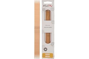KnitPro – Agujas de Tejer de Doble Tejer, Madera de Abedul, Multicolor, 20 cm x 3,75 mm, Juego de 5