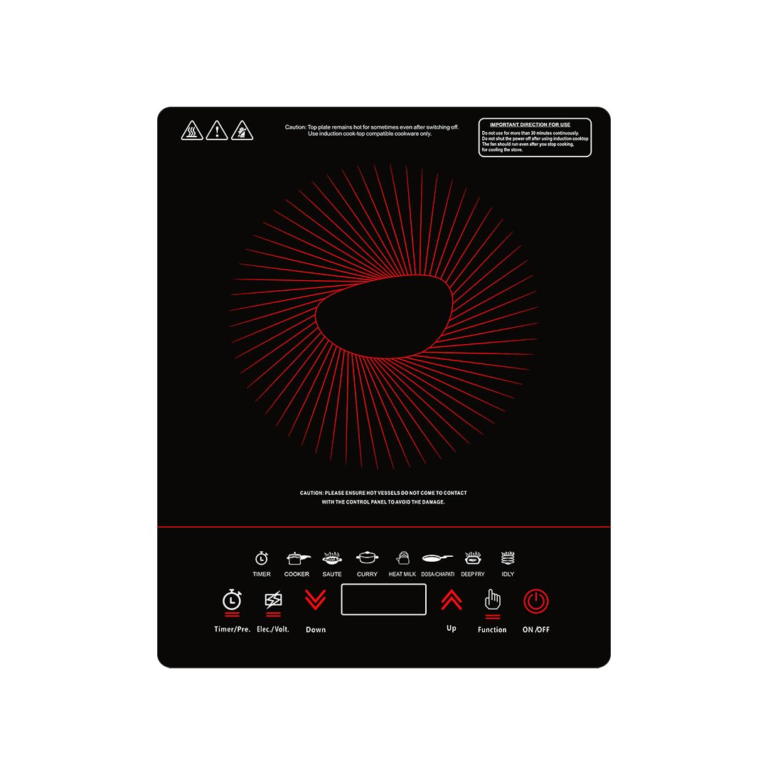 Pigeon By Stovekraft 14429 Acer Plus 1800 Watt Induction Cooktop with Feather Touch Control, Induction Stove comes with 8 Preset Menus and Auto-Shut Off features (Black)