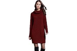 HZQIFEI Vestiti Donna Invernali, Abito in Maglia Aderente Maglione Manica Lunga Vestito Casual Mini Vestiti