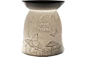 Cello Tealight Wax Melt & Oil Burner - Special Friend Woodlands Design Essential Oil Burner Home Fragrance Friendship Candle Porcelain Birthday Present Aromatherapy Gift for Home Office & Bedroom