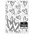 Eurowrap White and Silver Heart Gift Wrap Paper Weddings Love Valentines Day Birthday Occasions 2 Sheets & 2 Gift Tags 50cm x 70cm
