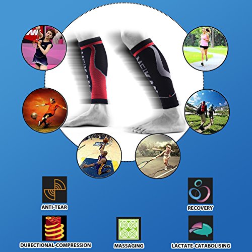 Waden Kompression, MEIKAN – Wadenbandage(1 Paar) / Wadenschutz für Schienbeinverletzungen, zur Linderung von Krampfadern & Wadenschmerzen, Fördert die Durchblutung & verringert Krämpfe – Leistungsverbesserung für Laufen, Joggen, Radfahren, Fitness & Sport – Für Männer & Frauen - 7
