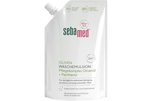 ‎SEBAMED Sebamed Flüssig Oliven Wasch-Emulsion Nachfüllbeutel, mit Olive und Panthenol, seifenfreie Reinigung für sensitive und anspruchsvolle Haut, zur Hand-, Gesichts- und Körperreinigung geeignet, 400 ml