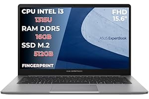 ASUS Expertbook P1, Pc Portatile, Notebook i3-1315U, 16GB RAM DDR5, 512GB SSD PCIex 4.0, Display 15.6 FHD, Computer Portatile, Laptop con Fingerprint - Layout Italiano - Pronto all'uso