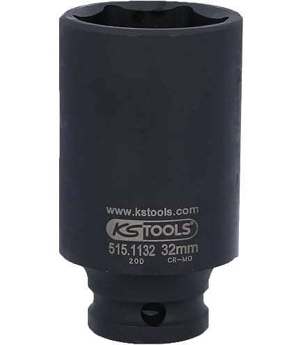 KS Tools 918.1273 Sechskant-Stecknuss 32 Mm – Lang, Verchromt, Chrom-Vanadium Stahl