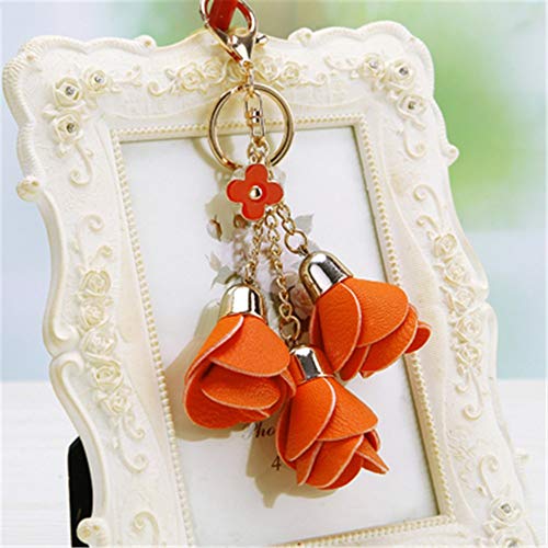 Preisvergleich Produktbild LMYXY Schlüsselbund Charme Mode Leder Rose Blume Schlüsselanhänger Nette Quaste Blume Schlüsselanhänger Frauen Schlüsselanhänger Weiblichen Beutel Anhänger Schmuck
