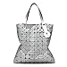 Produktbild Dame Blitzschlag Geometrische Beutel Runden Kopf Rautenform Heften Falten Umhängetasche Bowstring Schulter Hand Big Bag,Silver-OneSize