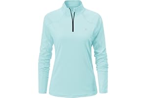 YSENTO Women's Long Sleeve 1/4 Zip Running Sports Tops Golf Shirts - Turquoise - Medium