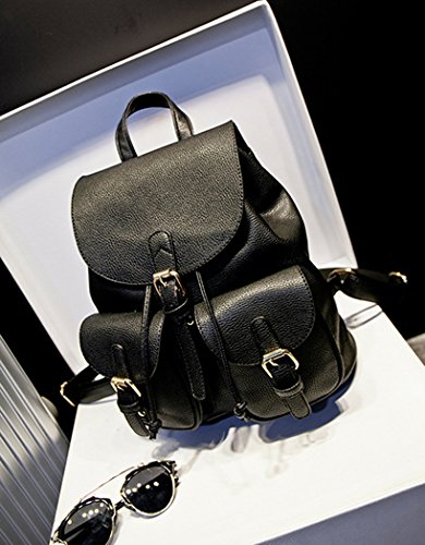 Kleiner Rucksack, Coofit Damen Rucksack Leder Schwarz Daypack Rucksack Schulrucksäcke Schulranzen - 9