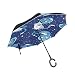 Produktbild Wamika astronautes Chats dans l'espace à l'envers inversé Ouverture Automatique Parapluie, l'envers Coupe-Vent parapluies pour Homme et Femme