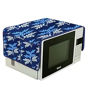 Ktr DECOR Microwave Oven Dust Proof Cover with Side Puch Bag Cotton Linen Kitchen Storage Bags (Design 1), blue (MWCKTR_00)