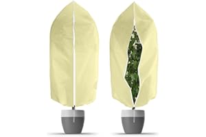 OFFCUP Plant Fleece Frost Protection Cover, 2pcs 60GSM 80×100cm Garden Fleece Frost Protection with Zip, Winter Plant Cover for Olive Tree Potted Palms Shrub, from Birds and Insects