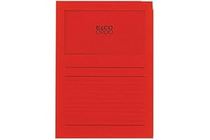 ELCO Ordo "Classico" - Subcarpetas de papel con ventana - Rojo brillante - caja de 100