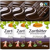 Birkengold Zartbitter Schokolade 3x100g | Schokolade ohne Zuckerzusatz | 55% Kakaoanteil | nur mit europäischem Xylit gesüßt 