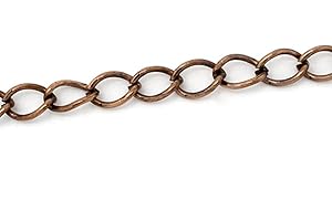 QPSUPPLIES 2 Metres Copper Tone Curb Open-Link 5mm x 3mm Chain for Jewellery Crafts Making, Decoration, Necklaces