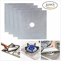 Hihoddy Protection de Gazinière, Lot de 4 Protection Cuisinière à Brûleurs Gaz, en Fibre Réutilisable Facile à Nettoyer et à Couper