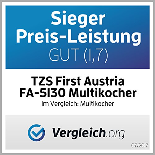 TZS First Austria – 1000W Elektro Schnellkochtopf 8 Auto Progrogramme 6L Topf Multikocher Reiskocher / Warmhaltefunktion, Dampfgarer Kochtopf / Multicooker Multivarka - 6