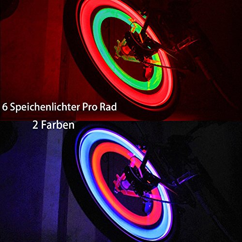 Goldfox® 4x Fahrrad Rad LED Speichen Licht Lampe Blinker Spoke Beleuchtung Rot Gelb Grün Mehrfarbig - 6