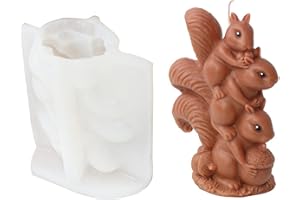 Xidmold Moule en silicone 3D en forme d'écureuil - Moule à bougie - Moule en silicone pour fondant, décoration de gâteau, chocolat, savon, plâtre, bougies en cire de soja, artisanat en résine époxy