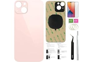 Day-market 13 Back Glass Replacement for iPhone 13 Back Cover Glass (6.1 Inch) with Pre-Installed Tape + Installation Instruction + Repair Tools + Screen Protector (Pink)